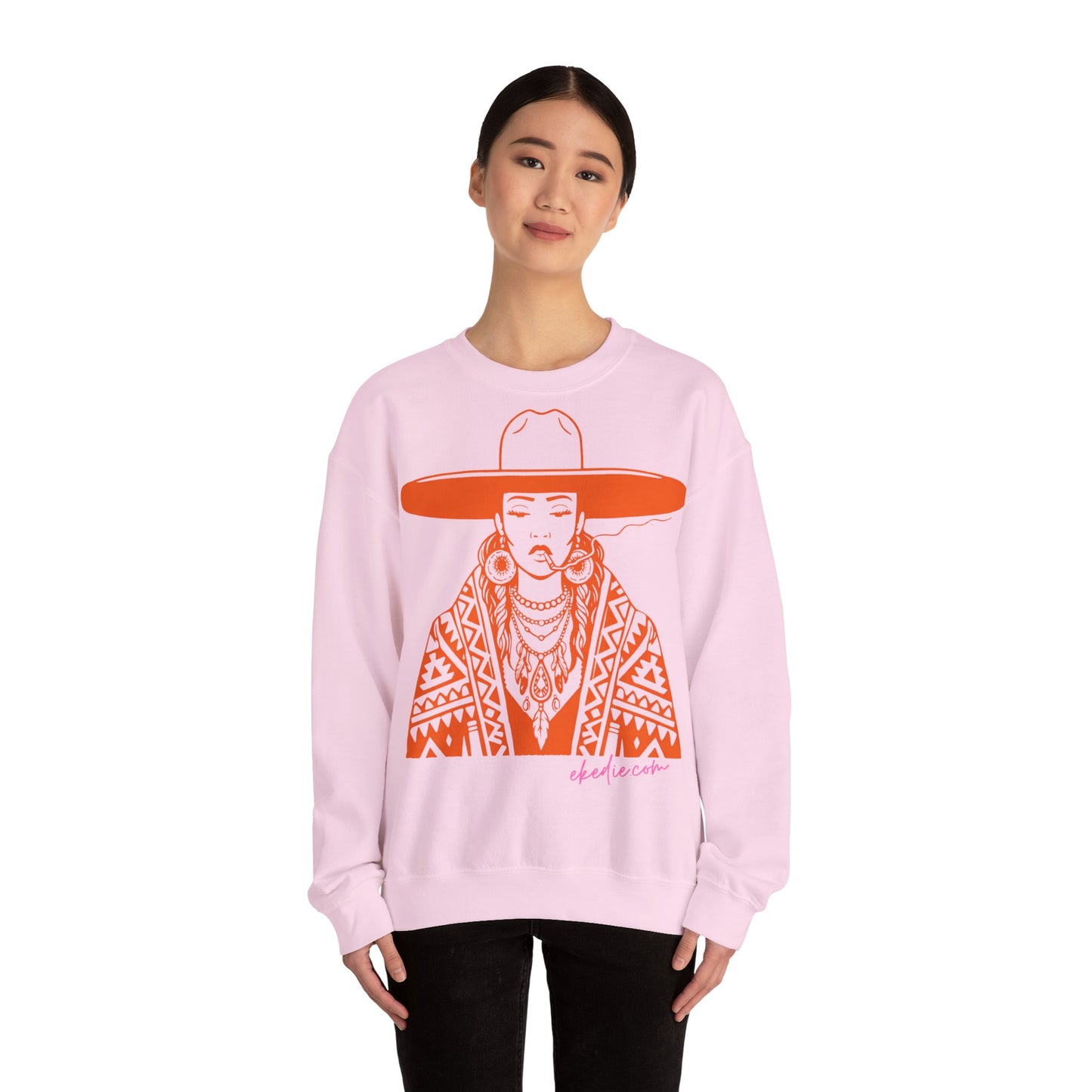Graphic Crewneck Sweatshirt — Southwestern Woman Illustration