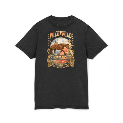 Wild Wild Showmanship Acid Wash Tee - Rodeo Horse Graphic Shirt