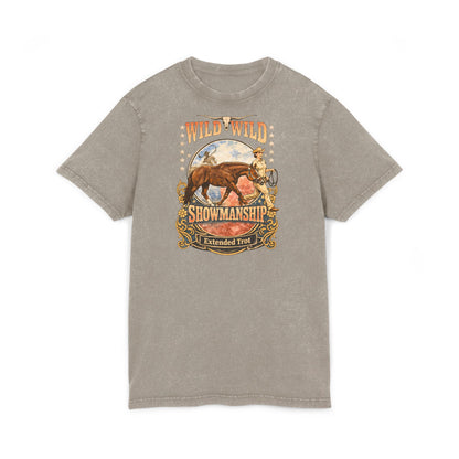 Wild Wild Showmanship Acid Wash Tee - Rodeo Horse Graphic Shirt